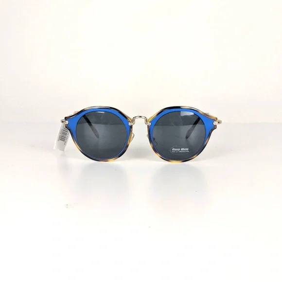 Miu Miu New Sunglasses Authentic Acetate Sunglasses Havana 49mm MU51SS MIU MIU MU 52YS ZVF1V1 Rose Gold Havana Blue Lens Women  main image 3